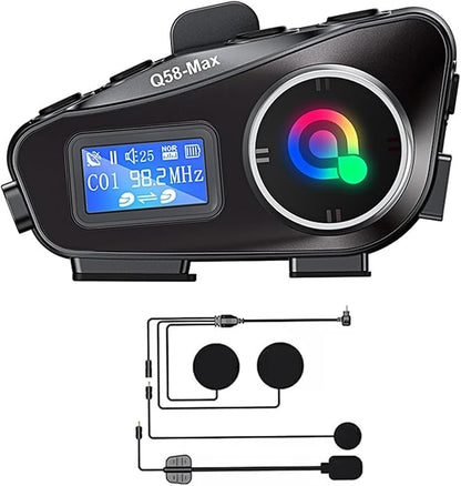 Audífonos de motocicleta con Bluetooth y intercomunicador de 500M, chip dual BT5.3, impermeable IPX6, control de voz AI,