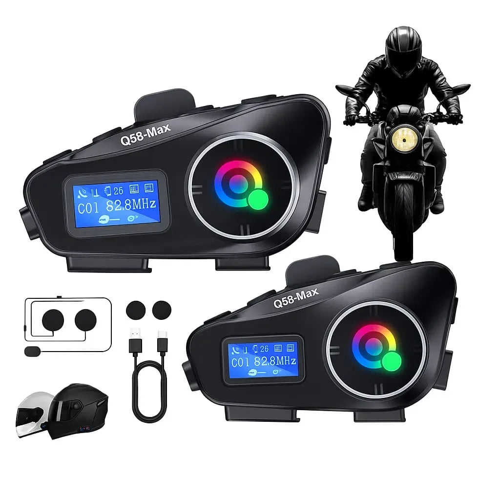 Audífonos de motocicleta con Bluetooth y intercomunicador de 500M, chip dual BT5.3, impermeable IPX6, control de voz AI,