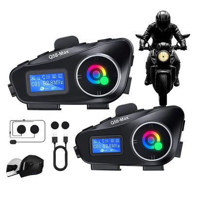 Audífonos de motocicleta con Bluetooth y intercomunicador de 500M, chip dual BT5.3, impermeable IPX6, control de voz AI,