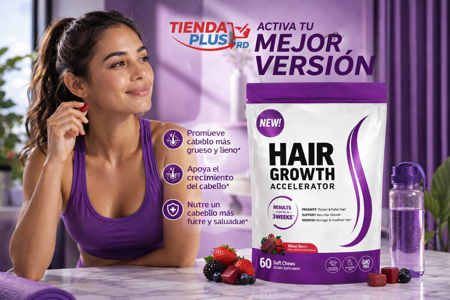 HairGrowth Pro™ – Gummies para Crecimiento y Fortaleza del Cabello