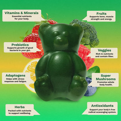 Gomitas multivitamínicas Super Greens para adultos, superalimento de vitaminas con espirulina